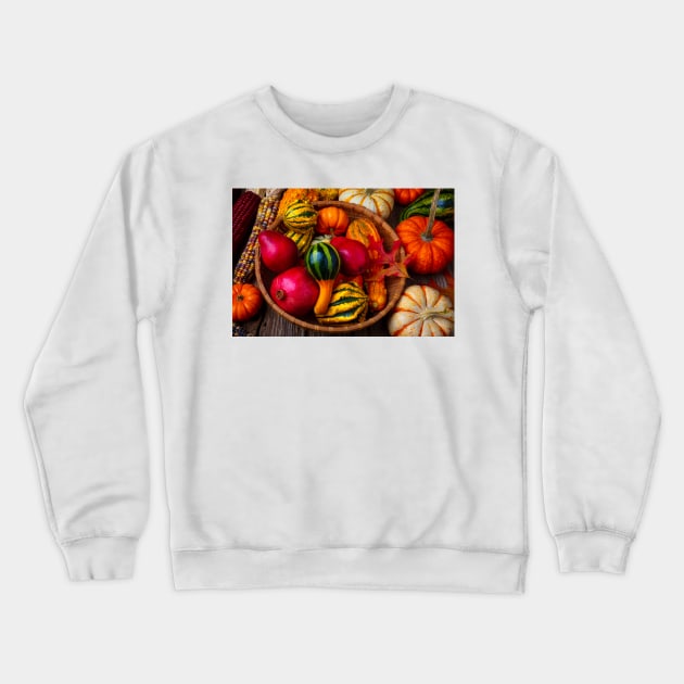 Basket Full Of Fruit And Gourds Crewneck Sweatshirt by photogarry